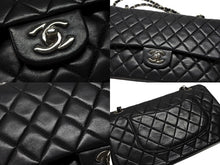 Load image into Gallery viewer, 極美品 CHANEL シャネル マトラッセ25 Wフラップ Wチェーンショルダーバッグ ココマーク 7番台 ラムスキン ブラック シルバー金具 中古 4b007214