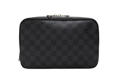 極美品 LOUIS VUITTON ルイヴィトン トゥルース トワレ GM クラッチバッグ ダミエ コバルト N40484 シルバー金具 中古 4b007216