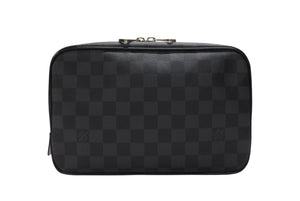極美品 LOUIS VUITTON ルイヴィトン トゥルース トワレ GM クラッチバッグ ダミエ コバルト N40484 シルバー金具 中古 4b007216