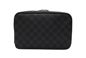極美品 LOUIS VUITTON ルイヴィトン トゥルース トワレ GM クラッチバッグ ダミエ コバルト N40484 シルバー金具 中古 4b007216