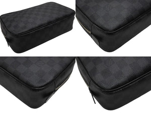 極美品 LOUIS VUITTON ルイヴィトン トゥルース トワレ GM クラッチバッグ ダミエ コバルト N40484 シルバー金具 中古 4b007216