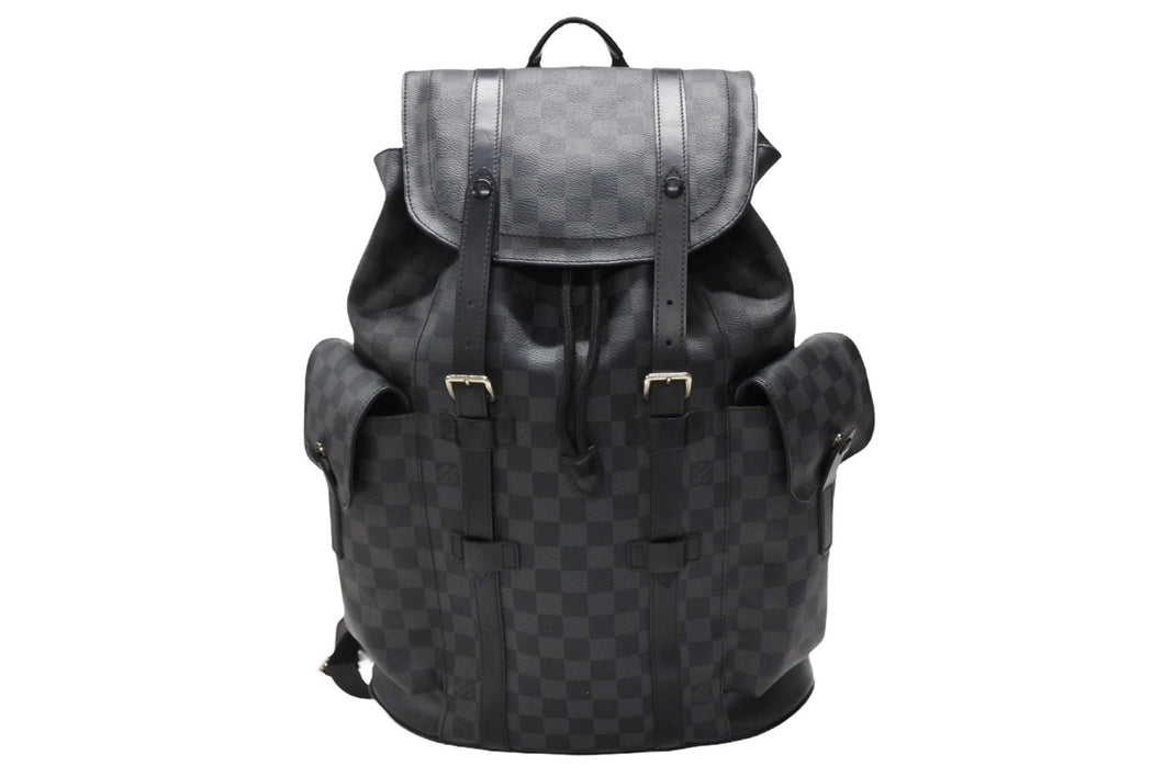 LOUIS VUITTON ルイヴィトン リュック デイパック クリストファー MM ダミエグラフィット N41379 シルバー金具 美品 中古 4b007217
