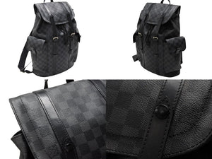 LOUIS VUITTON ルイヴィトン リュック デイパック クリストファー MM ダミエグラフィット N41379 シルバー金具 美品 中古 4b007217
