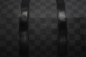 極美品 LOUIS VUITTON ルイヴィトン ボストン キーポルバンドリエール45 ダミエグラフィット N41418 ブラック シルバー金具 4b007218