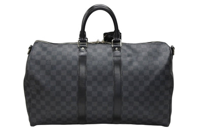 極美品 LOUIS VUITTON ルイヴィトン ボストン キーポルバンドリエール45 ダミエグラフィット N41418 ブラック シルバー金具 4b007218