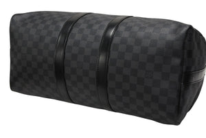 極美品 LOUIS VUITTON ルイヴィトン ボストン キーポルバンドリエール45 ダミエグラフィット N41418 ブラック シルバー金具 4b007218