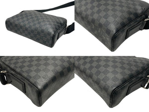 極美品 LOUIS VUITTON ルイヴィトン ダミエグラフィット デイトンPM N41408 ショルダーバッグ ブラック シルバー金具 中古 4b007219