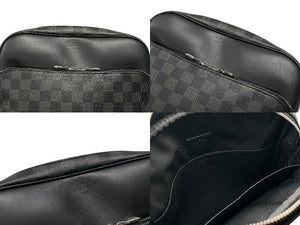 極美品 LOUIS VUITTON ルイヴィトン ダミエグラフィット デイトンPM N41408 ショルダーバッグ ブラック シルバー金具 中古 4b007219