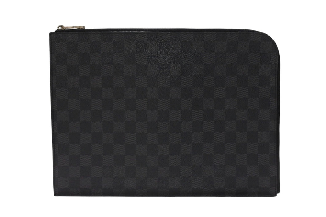 LOUIS VUITTON ルイヴィトン ポシェット ジュール GM ダミエ グラフィット N64437 ブラック グレー シルバー金具 PVC 美品 中古 4b007220