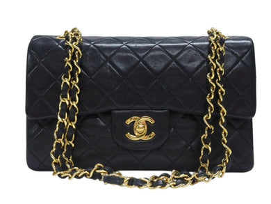 CHANEL シャネル マトラッセ23 Wフラップ Wチェーンショルダーバッグ 1番台 ラムスキン ココマーク ブラック ゴールド金具 美品 中古 4b007222