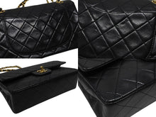 Load image into Gallery viewer, CHANEL シャネル マトラッセ23 Wフラップ Wチェーンショルダーバッグ 1番台 ラムスキン ココマーク ブラック ゴールド金具 美品 中古 4b007222