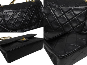 CHANEL シャネル マトラッセ23 Wフラップ Wチェーンショルダーバッグ 1番台 ラムスキン ココマーク ブラック ゴールド金具 美品 中古 4b007222