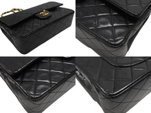 Load image into Gallery viewer, 極美品 CHANEL シャネル マトラッセ25 Wフラップ Wチェーンショルダーバッグ 1番台 ラムスキン ココマーク ブラック ゴールド金具 中古 4b007223