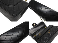 Load image into Gallery viewer, 極美品 CHANEL シャネル マトラッセ25 Wフラップ Wチェーンショルダーバッグ 1番台 ラムスキン ココマーク ブラック ゴールド金具 中古 4b007223