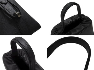 極美品 HERMES エルメス Douparis ドゥパリ ハンドバッグ ヴォ―エプソン ブラック □J刻印 シルバー金具 中古 4b007227