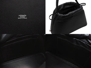 極美品 HERMES エルメス Douparis ドゥパリ ハンドバッグ ヴォ―エプソン ブラック □J刻印 シルバー金具 中古 4b007227