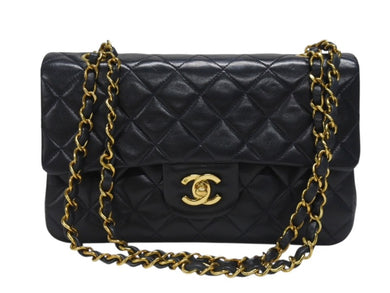 CHANEL シャネル マトラッセ23 Wフラップ Wチェーンショルダーバッグ 3番台 ココマーク ラムスキン ネイビー 美品 中古 4b007229