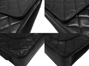 極美品 CHANEL シャネル マトラッセ27 Wフラップ Wチェーンショルダーバッグ 0番台 ラムスキン ココマーク ブラック 中古 4b007230