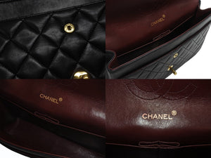 極美品 CHANEL シャネル マトラッセ27 Wフラップ Wチェーンショルダーバッグ 0番台 ラムスキン ココマーク ブラック 中古 4b007230