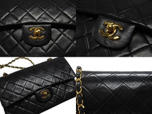 Load image into Gallery viewer, 極美品 CHANEL シャネル マトラッセ25 Wフラップ Wチェーンショルダーバッグ 0番台 ラムスキン ココマーク ブラック ゴールド金具 中古 4b007231