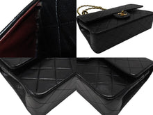 Load image into Gallery viewer, 極美品 CHANEL シャネル マトラッセ25 Wフラップ Wチェーンショルダーバッグ 0番台 ラムスキン ココマーク ブラック ゴールド金具 中古 4b007231