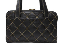 Load image into Gallery viewer, CHANEL シャネル ハンドバッグ ココマーク ワイルドステッチ ブラック レザー シルバー金具 8番台 美品 中古 4b007232