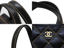 Load image into Gallery viewer, CHANEL シャネル ハンドバッグ ココマーク ワイルドステッチ ブラック レザー シルバー金具 8番台 美品 中古 4b007232