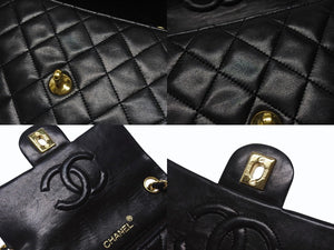 極美品 CHANEL シャネル ミニマトラッセ17 Sフラップ Sチェーンショルダーバッグ 0番台 ラムスキン ココマーク ブラック ゴールド金具 中古 4b007233