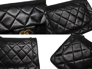 極美品 CHANEL シャネル ミニマトラッセ17 Sフラップ Sチェーンショルダーバッグ 0番台 ラムスキン ココマーク ブラック ゴールド金具 中古 4b007233