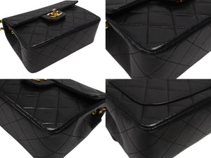 極美品 CHANEL シャネル ミニマトラッセ17 Sフラップ Sチェーンショルダーバッグ 0番台 ラムスキン ココマーク ブラック ゴールド金具 中古 4b007233
