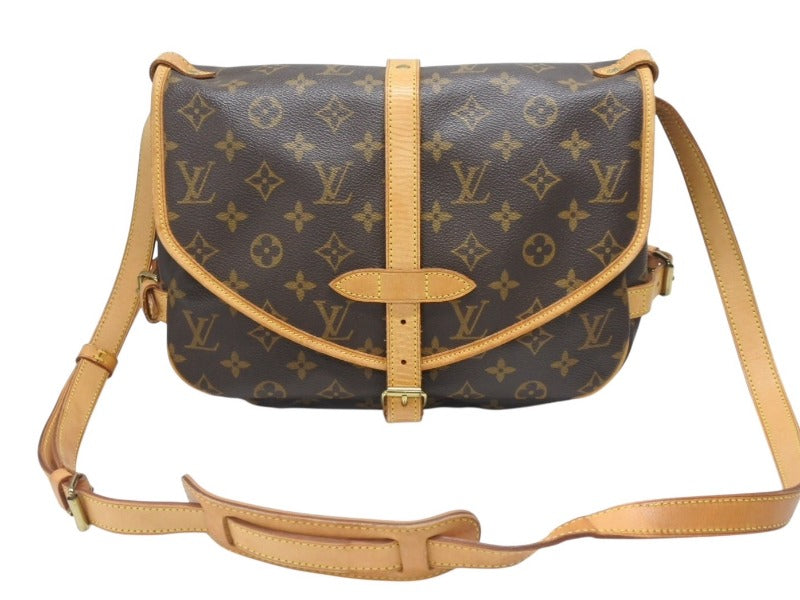 LOUIS VUITTON ルイヴィトン ソミュール30 ショルダーバッグ ブラウン モノグラム ロゴ 斜めがけ M42256 美品 中古 4b007236