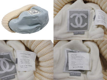 Load image into Gallery viewer, 極美品 CHANEL シャネル スポーツライン ニット帽 ココマーク ポリエステル エラスタン アイボリー ブルー サイズM 中古 4b007238