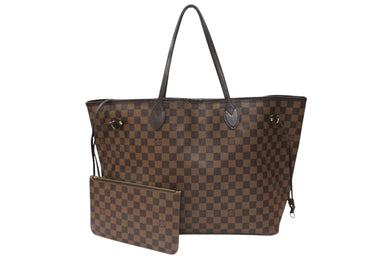 LOUIS VUITTON ルイヴィトン ネヴァーフル MM トートバッグ N40599 ダミエ エベヌ キャンバス レザー 美品 中古 4b007239
