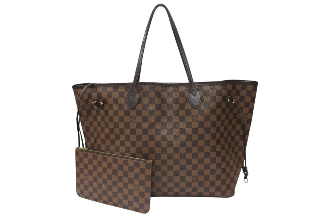 LOUIS VUITTON ルイヴィトン ネヴァーフル MM トートバッグ N40599 ダミエ エベヌ キャンバス レザー 美品 中古 4b007239
