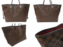 Load image into Gallery viewer, LOUIS VUITTON ルイヴィトン ネヴァーフル MM トートバッグ N40599 ダミエ エベヌ キャンバス レザー 美品 中古 4b007239