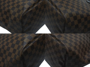 LOUIS VUITTON ルイヴィトン ネヴァーフル MM トートバッグ N40599 ダミエ エベヌ キャンバス レザー 美品 中古 4b007239