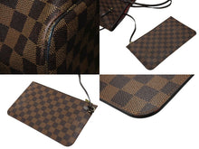 Load image into Gallery viewer, LOUIS VUITTON ルイヴィトン ネヴァーフル MM トートバッグ N40599 ダミエ エベヌ キャンバス レザー 美品 中古 4b007239