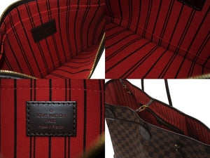 LOUIS VUITTON ルイヴィトン ネヴァーフル MM トートバッグ N40599 ダミエ エベヌ キャンバス レザー 美品 中古 4b007239