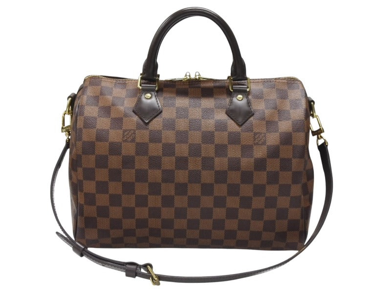 極美品 LOUIS VUITTON ルイヴィトン ハンドバッグ N41367 スピーディ バンドリエール30 ブラウン ダミエキャンバス ゴールド金具 中古 4b007240