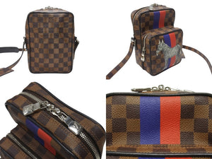 LOUIS VUITTON ルイヴィトン ダミエ アマゾン ショルダーバッグ N42703 マーカージュ シマウマ ブラウン シルバー金具 美品 中古 4b007241