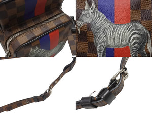 LOUIS VUITTON ルイヴィトン ダミエ アマゾン ショルダーバッグ N42703 マーカージュ シマウマ ブラウン シルバー金具 美品 中古 4b007241