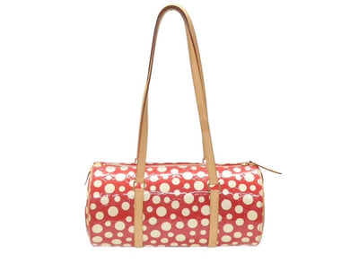 極美品 LOUISVUITTON ルイヴィトン 草間彌生 パピヨン M91425 ショルダーバッグ モノグラムヴェルニ ドットインフィニティ ルージュ 中古 4b007243