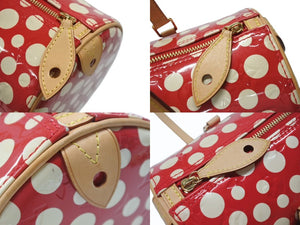 極美品 LOUISVUITTON ルイヴィトン 草間彌生 パピヨン M91425 ショルダーバッグ モノグラムヴェルニ ドットインフィニティ ルージュ 中古 4b007243