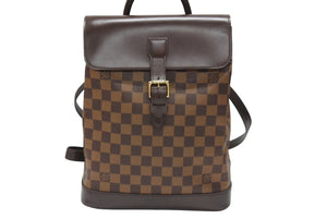 LOUIS VUITTON ルイ ヴィトン ダミエ ソーホー リュック デイパック N51132 ブラウン PVC レザー 美品 中古 4b007244