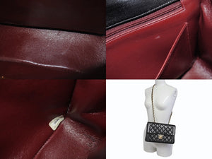 極美品 CHANEL シャネル マトラッセ23 Wチェーンショルダーバッグ 3番台 ラムスキン ココマーク ブラック ゴールド金具 中古 4b007249
