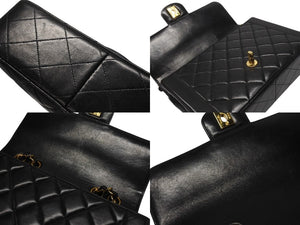極美品 CHANEL シャネル マトラッセ23 Wチェーンショルダーバッグ 3番台 ラムスキン ココマーク ブラック ゴールド金具 中古 4b007249