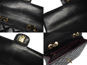 極美品 CHANEL シャネル マトラッセ23 Wチェーンショルダーバッグ 3番台 ラムスキン ココマーク ブラック ゴールド金具 中古 4b007249