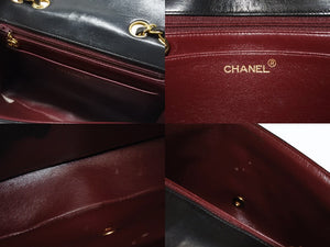 極美品 CHANEL シャネル マトラッセ23 Wチェーンショルダーバッグ 3番台 ラムスキン ココマーク ブラック ゴールド金具 中古 4b007249