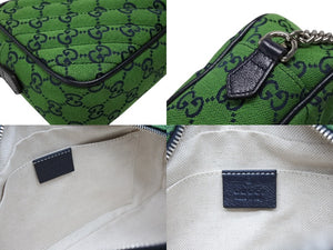 極美品 GUCCI グッチ GGマーモント キルティング スモール ショルダーバッグ 緑 グリーン GG柄 チェーン クロスボディ 肩掛け 447632 中古 4b007250