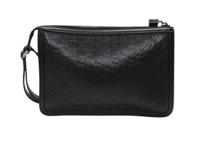 極美品 GUCCI グッチ シマ クラッチバッグ セカンドバッグ 152600 492174 イタリア製 レザー ブラック シルバー金具 中古 4b007251